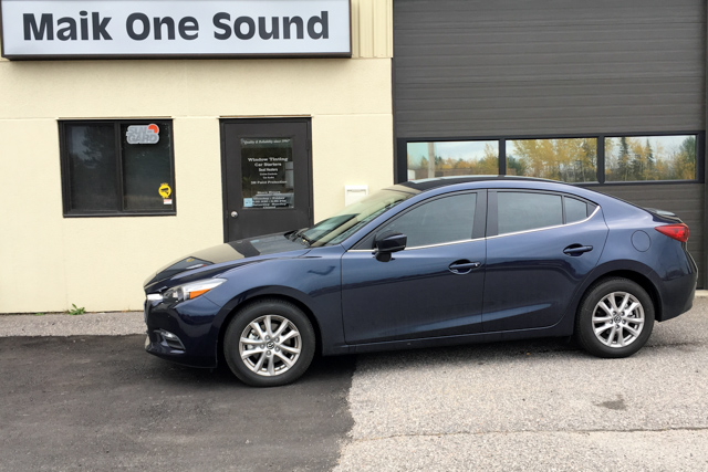 2018 Mazda3 with professional window tint in North Bay